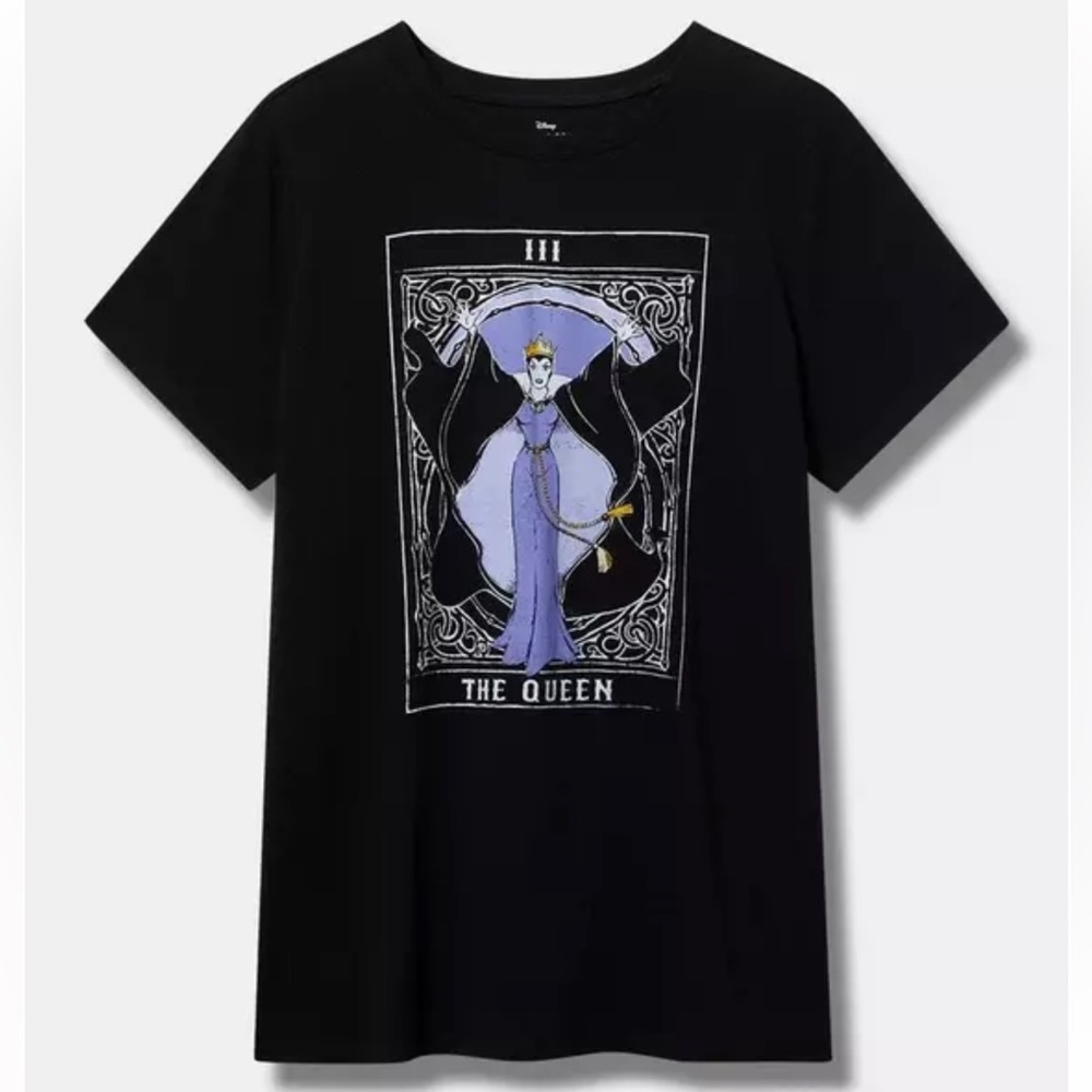 Torrid Disney Evil Queen Tarot Tee Black Short Sleeve Women’s Size 0 L/12 NWT